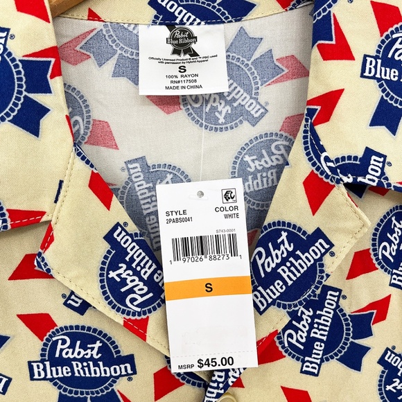 Pabst Blue Ribbon Short Sleeve Camp Shirt Men's Small - Picture 6 of 8